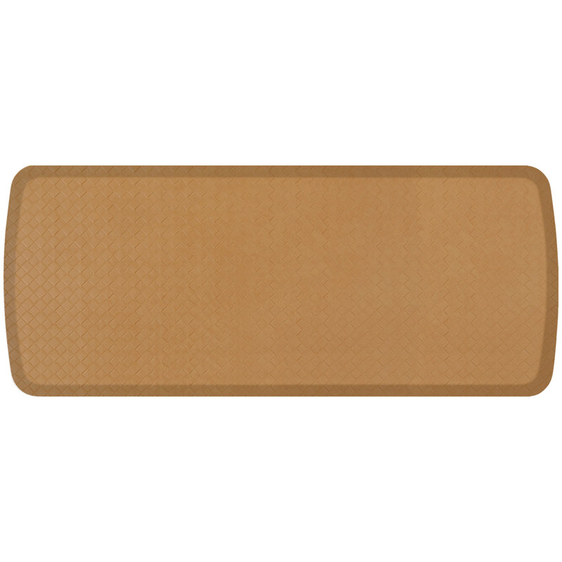 Solid Color Anti-Fatigue Non-Skid Kitchen Mat, 1'8" x 4', Khaki