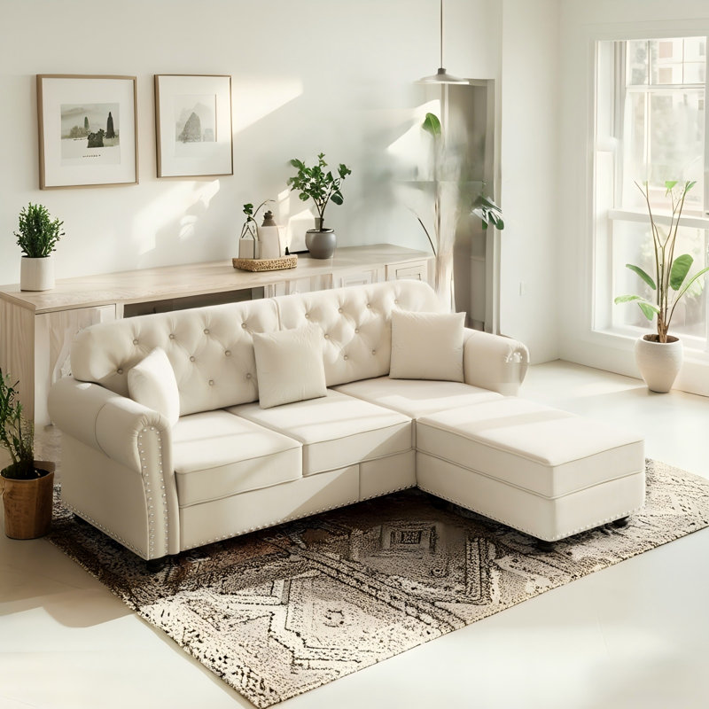 Canapé Chesterfield 82,6 po, Blanc