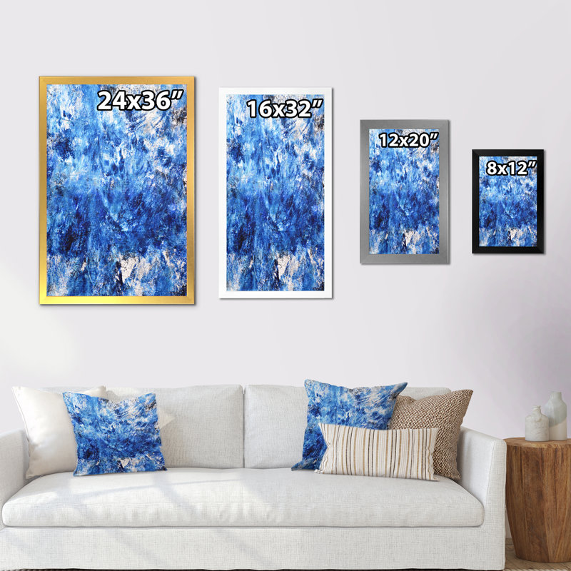 Art moderne gris et bleu II 2FDP47729, H 20 po x l 12 po x P 1 po, Encadrement doré