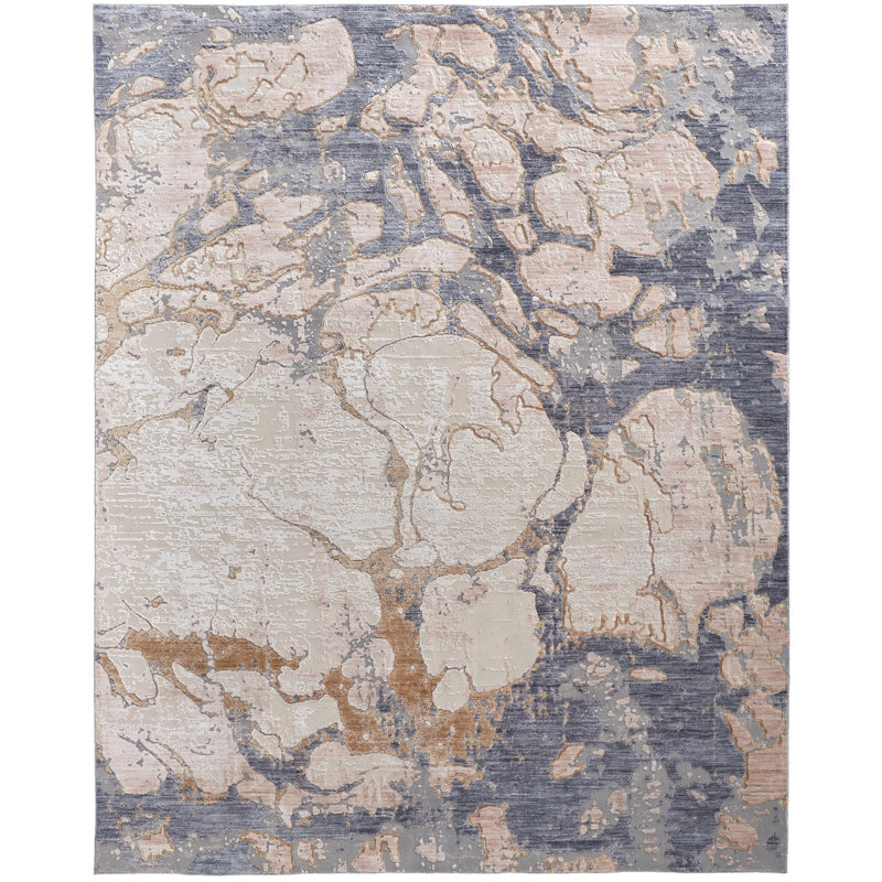 Tapis argent / gris / bleu en laine Zarke, Rectangle 4 pi x 6 pi