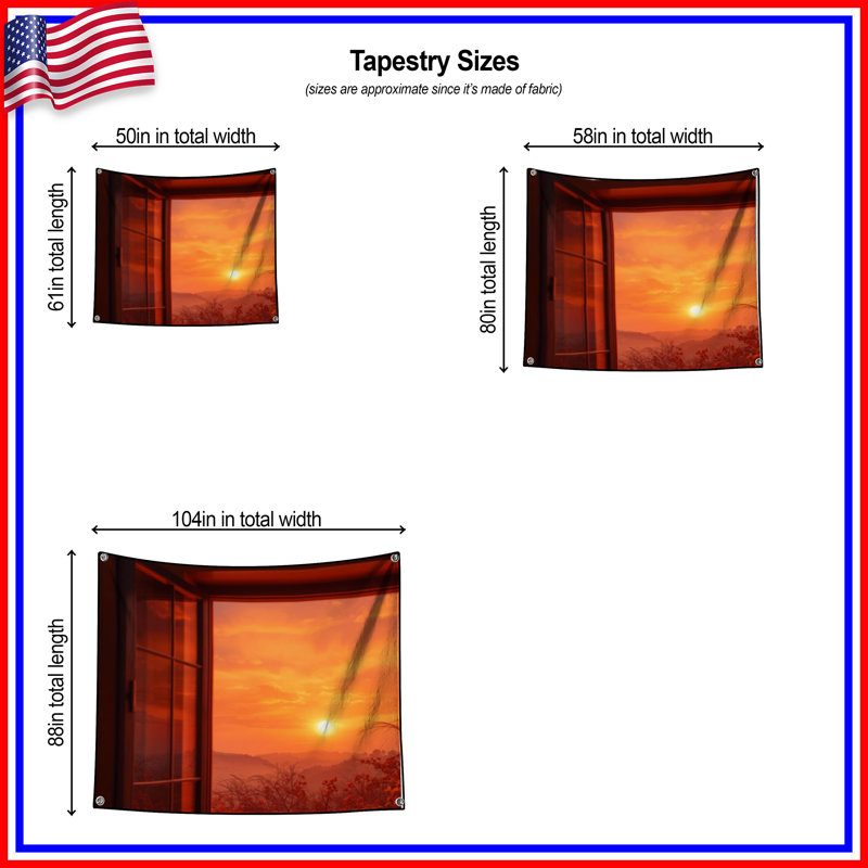 Tapisserie murale fenêtre Sunset View, H 104 po x 88 avec 4 œillets