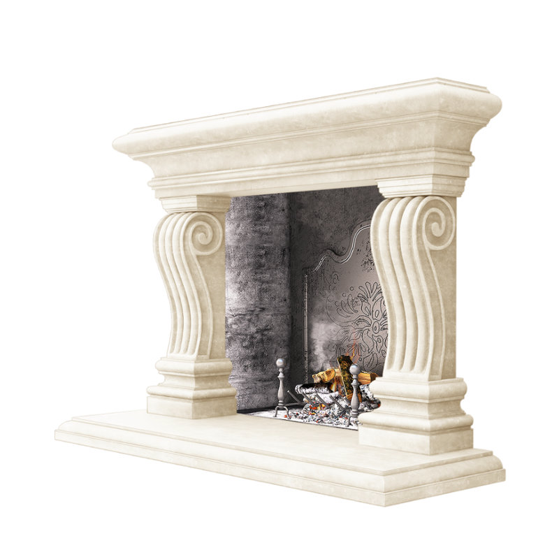 Cadre de cheminée San Lazzaro, Beige travertin
