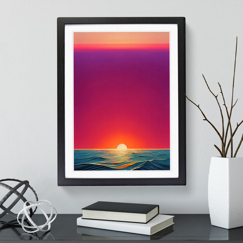 Vivid Sunset View - Wall Art, Black Framed, 36cm H x 27cm W, White