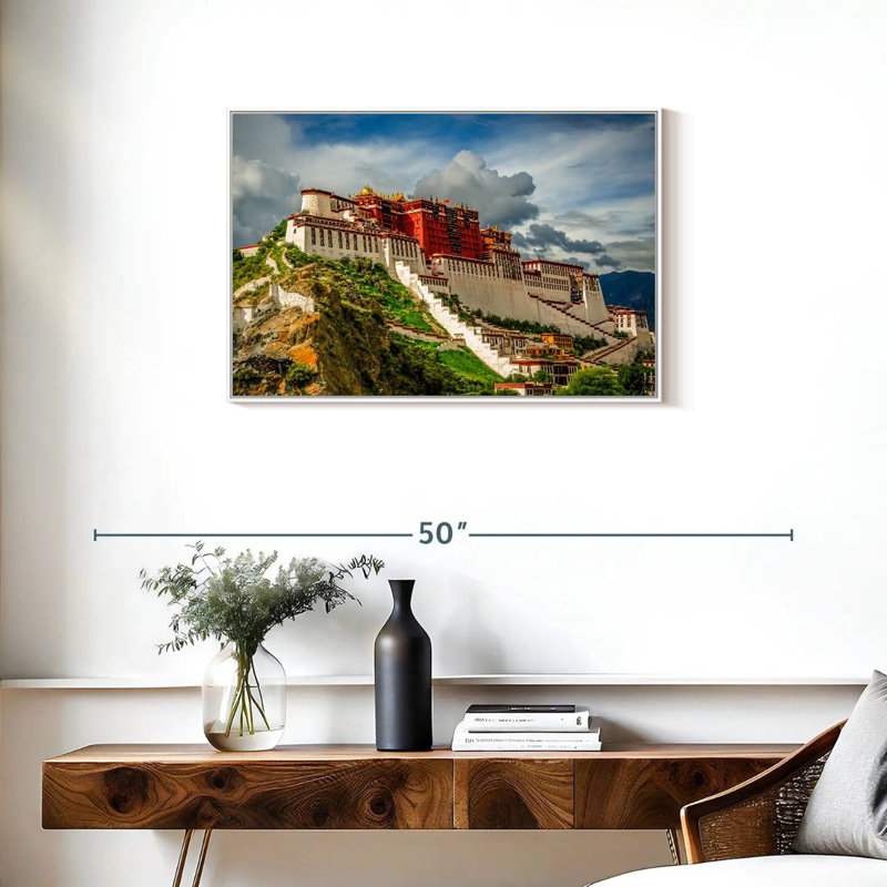Palais du Pocala, Tibet, Cadre flottant blanc, 31 po x 21 po