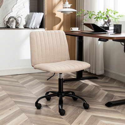 Fauteuil de bureau en tissu beige - Fonction pivotante à 360 °, hauteur réglable, revêtement doux, rembourrage en mousse épaisse, base en métal avec 5 pour une utilisation en couleur pivotante, hauteur réglable, revêtement respirant, rembourrage,