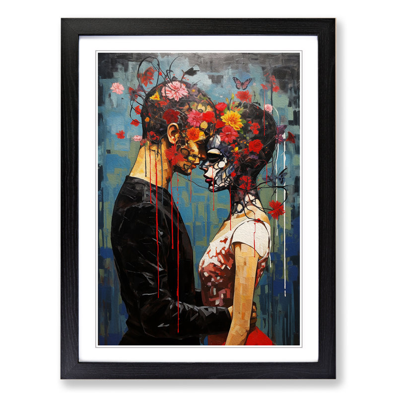 Lovers Contemporary - Framed Print, Black, 34cm H x 25cm W x 2cm D