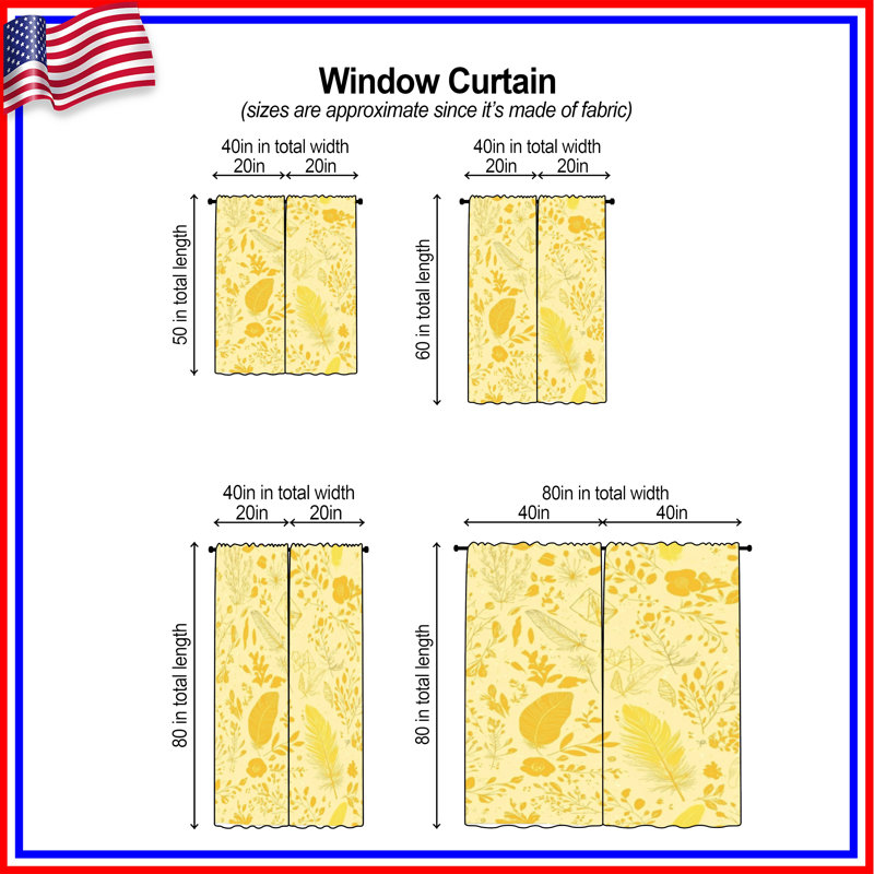 Rideaux de fenêtre à motif floral obscurcissant et obscurcissant - 2 panneaux, 20 po x 80 po - 2 panneaux