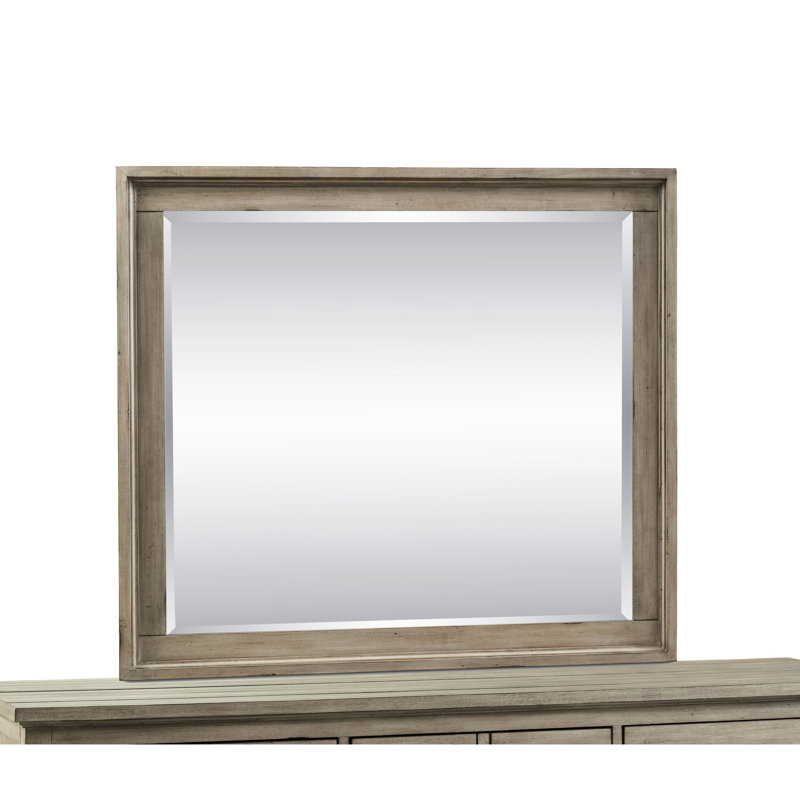 Miroir caché 43 po, finition gris verger, sans assemblage, verre biseauté, transitionnel, maison, fabriqué en bois de peuplier et de placages, gris 43 po x 2 po x 38 po, composé de