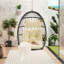 Chaise suspendue d'extérieur moderne - eau, attrayante avec tissu kaki pour patio