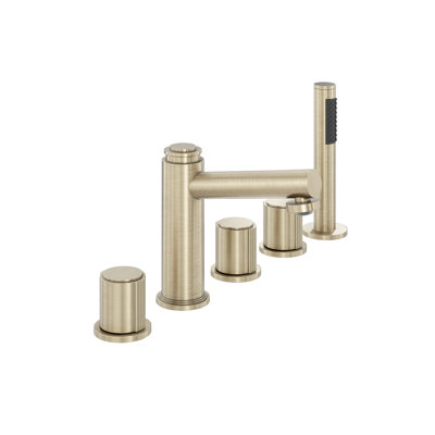 Robinet de baignoire avec douche à main brossé champagne doré 2,5 gallons par minute