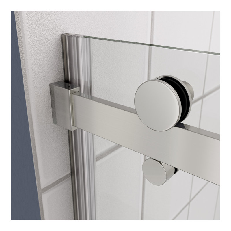 Porte de douche en verre, porte coulissante, avec verre trempé de 5/16 po, Chrome chrome