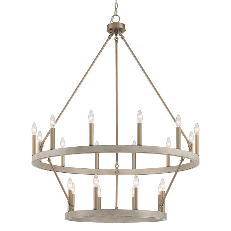 Beck 20-Light Dimmable Wagon Wheel Chandelier, French Ash