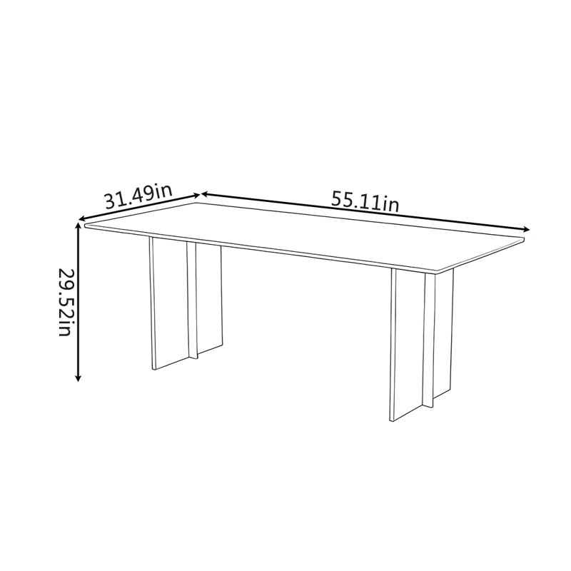 Table de salle à manger Wabi - Sabi, H 29,52 po x L 55,11 po x l 31,49 po