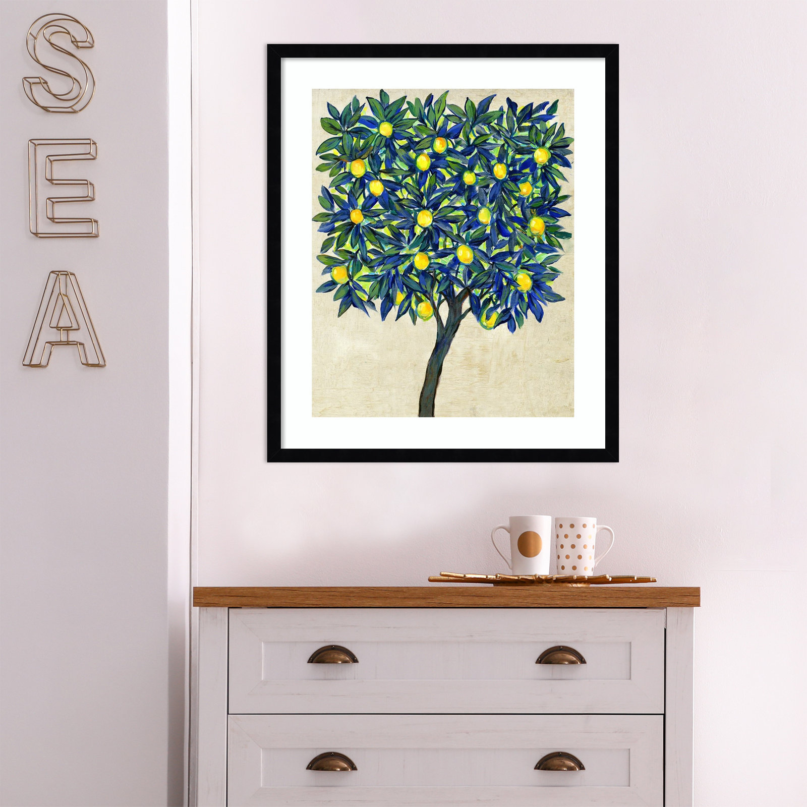 Lemon Tree Composition II by Tim Otoole, 25.17" H x 21.17" W x 0.88" D, Black