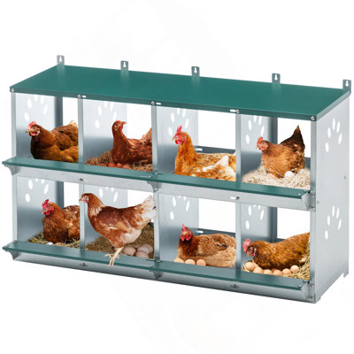 Boîte de nidification à 8 compartiments pour poules pondeuses, poulailler en métal, fixation murale pour poulets, poules et poulailler