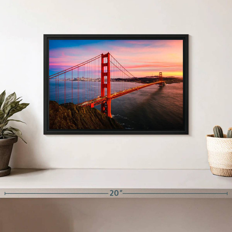 Golden Gate, Cadre flottant noir, 13 po x 9 po