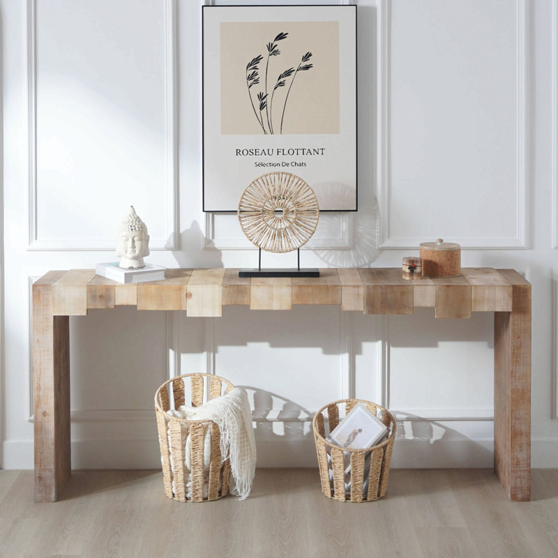 Rustic Modern Manufactured Wood Console Table With Step-Block Design
