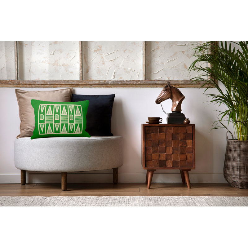 Polyester / Mélange de polyester Housse de coussin rectangulaire intérieure / extérieure lombaire et insert, Vert