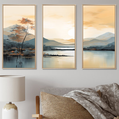 River Mountain In Minimal Canada - River Mountain Wall Art Print Set