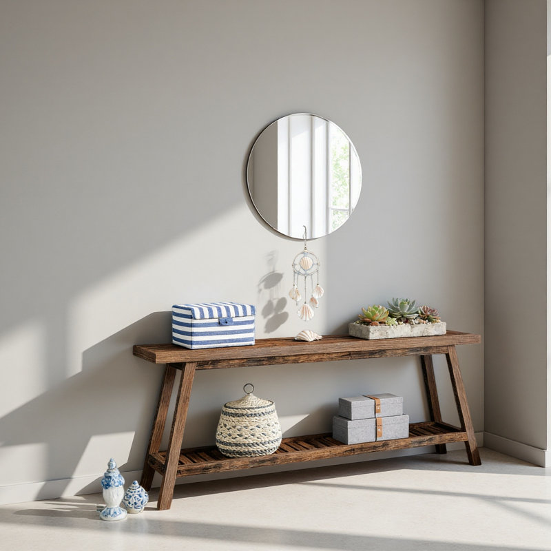 2-Tier Entryway Table,Sofa Table,Space-Saving Console Table, Brown