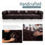 Ensemble de canapé moderne, canapé modulaire rembourré en similicuir 5 places avec conception touffetée à la main pure, 1 repose-pieds et 5 coussins, combinaison multiple pour le salon