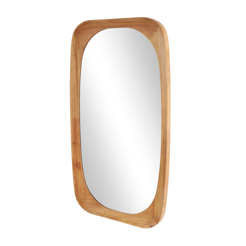 Cole And Grey Wood Oval Minimalistic Room Wall Mirror, Brown