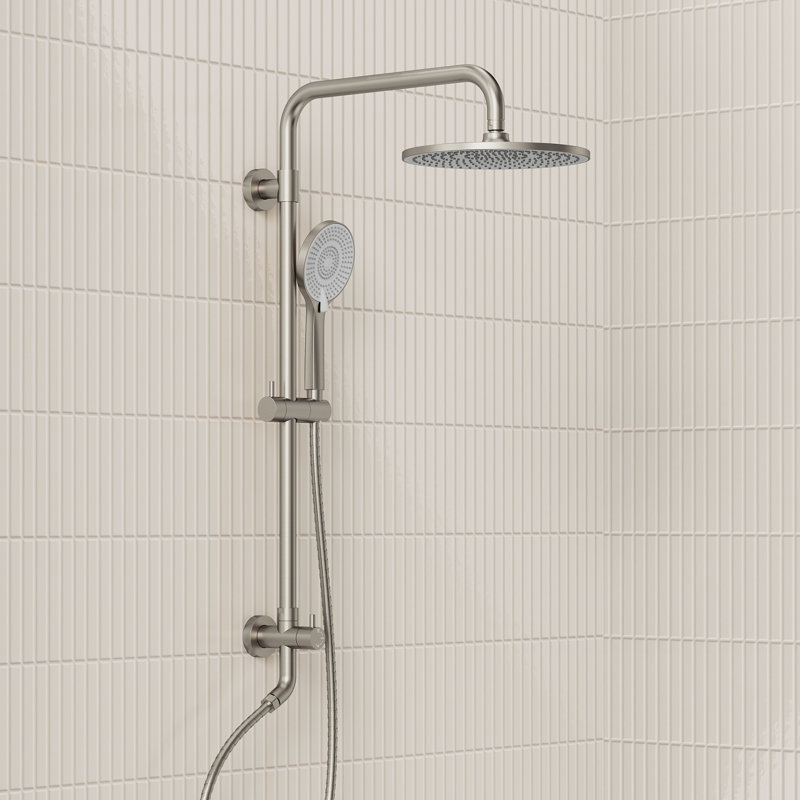 Wall Mount Rainfall Shower System, 10" Rain Shower Head with Handheld Spray, Brushed Nickel