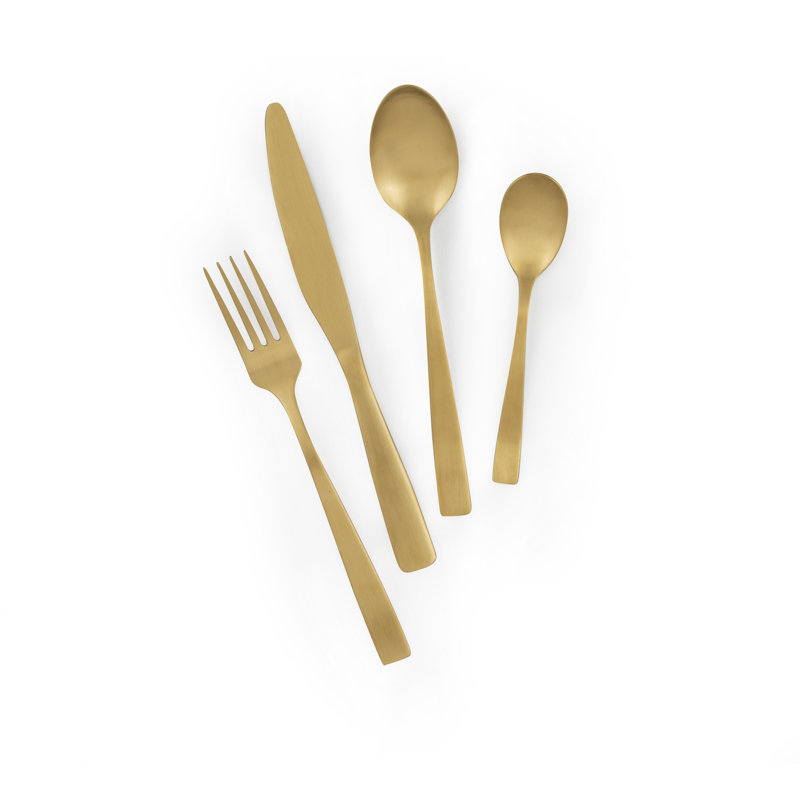 Shadow 16 Piece Cutlery Set, Service for 4, Gold