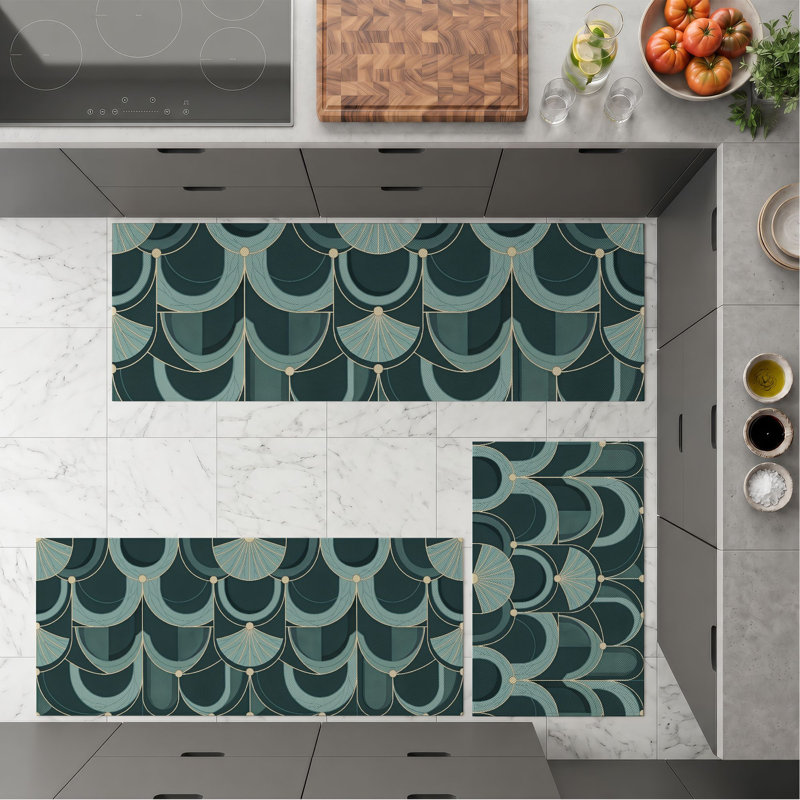 Tapis de cuisine antidérapant lavable Scallop Wave