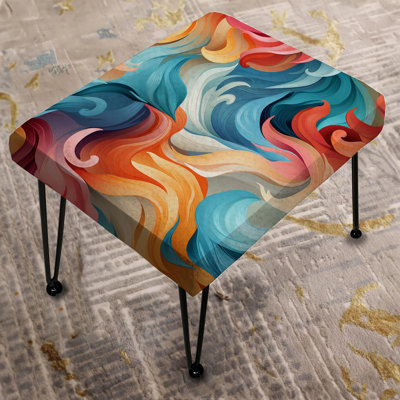 Green And Orange Swirling Harmony Waves - Abstract Rectangle Ottoman