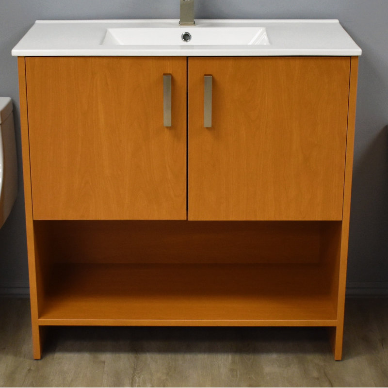 Ensemble de meuble-lavabo simple 36 po Nhyira Anjeli Cabo, Érable miel