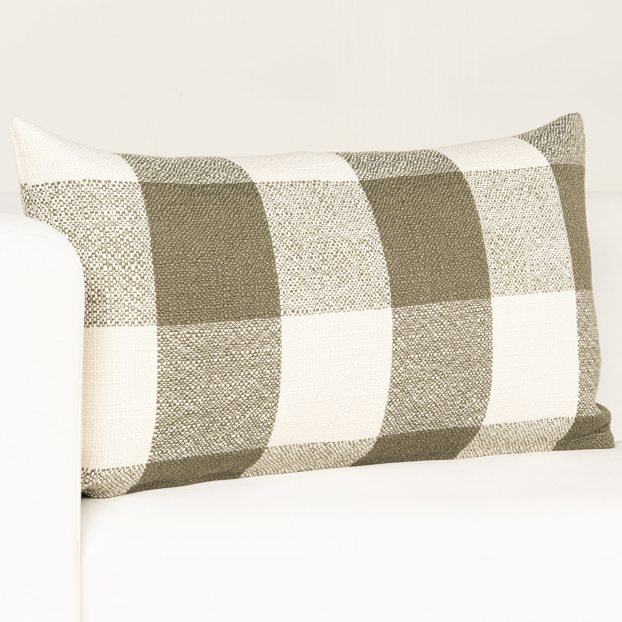 Birch Lane Cleveland Throw Pillow Lumbar, Polyester, Green Checkered