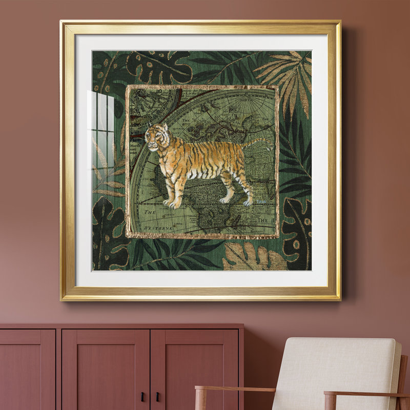 «Jungle Tiger», impression encadrée, Encadrement doré, H 26,5 po x l 26,5 po x P 1,5 po