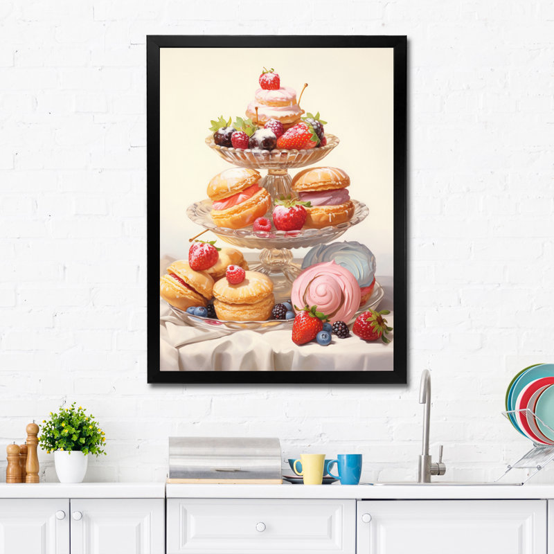 «Food French Pastries V», reproduction d'art sur toile, Cadre photo noir, H 20 po x l 12 po x P 1 po