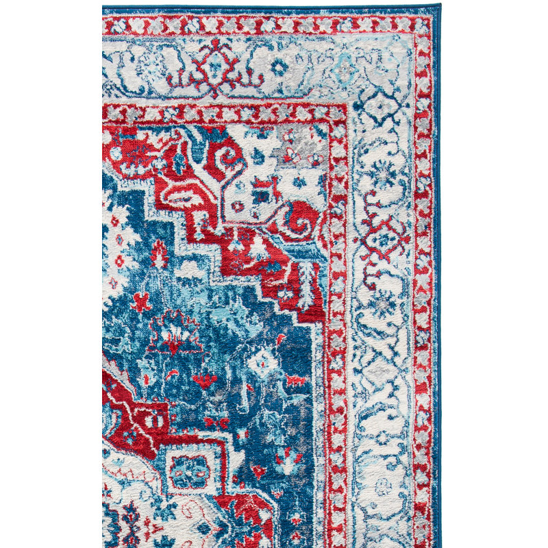 Tapis bleu marine / rouge Aurich 851, Rectangle 6 pi x 9 pi