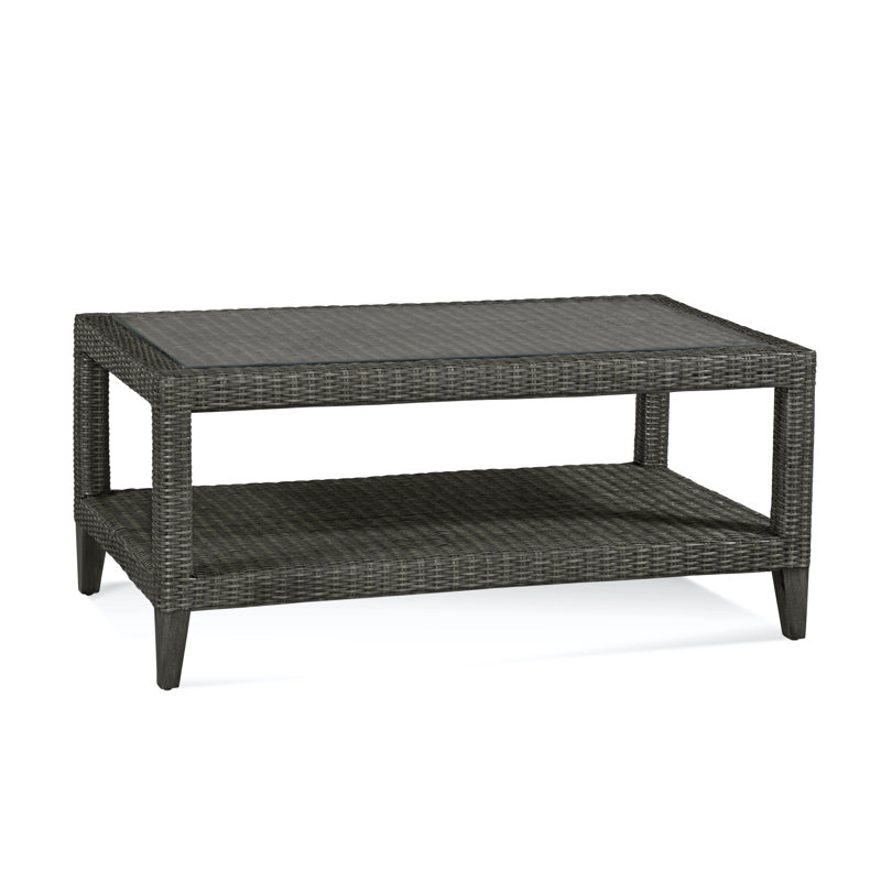 Long Beach Glass Cocktail Table, Gray Stone