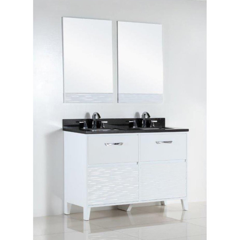 Pisa 48.11'' Double Bathroom Vanity with Top, Black Galaxy