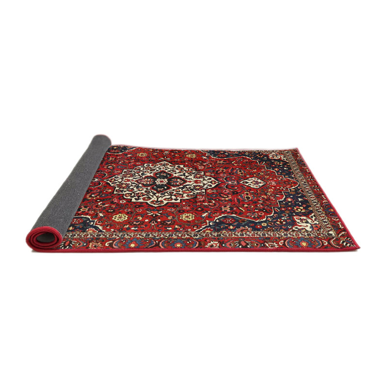 Tapis traditionnel rouge / noir, Rond 5 pi