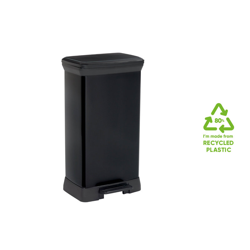 Deco Waste Bin Metallic'S 50L With Pedal, Rectangular, Black / Black Metallic