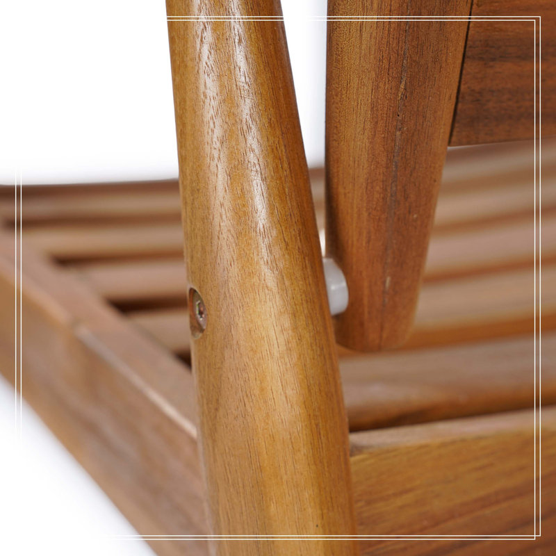 Chaise de salle à manger d'extérieur en bois d'acacia, ensemble de 2
