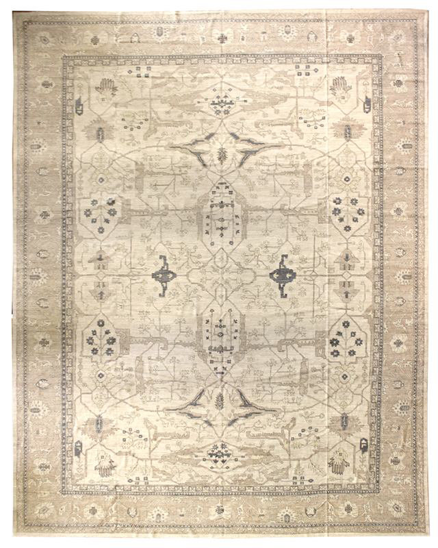 Tapis beige / brun unique de 16 pi 5 po x 22 pi 1 po