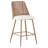 Rattan Counter Height Bar Stools Set Of 2, 26" Boucle Fabric Upholstered Barstools With Pe Rattan Cane Back, Bar Chairs Counter Stools For Kitchen Island,beige White