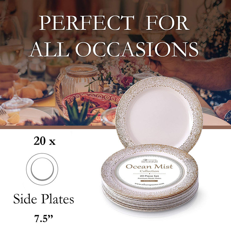Plaque hors-d’œuvres jetable en plastique à poids lourd, Or