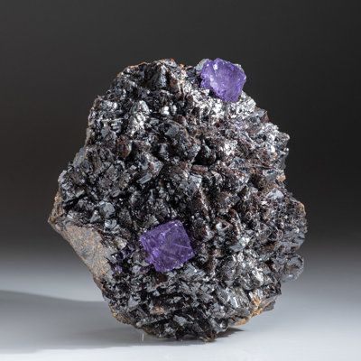 Purple Fluorite Crystals on Sphalerite from Elmwood Mine, Carthage, Smith County, Tennessee