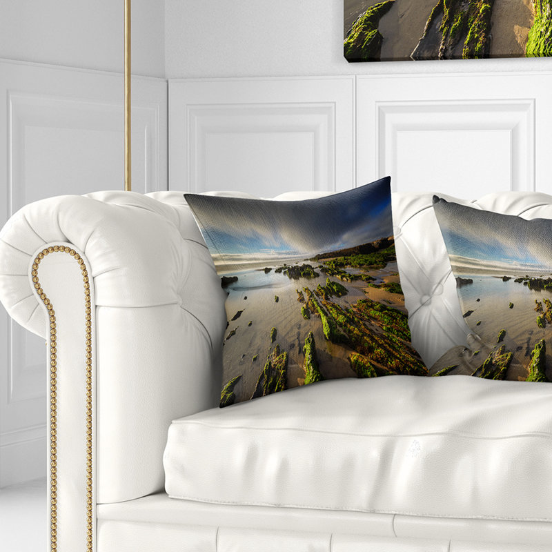 Coussin Furnas, plage vierge, Galice, Espagne, 16 po x 1 po, Coussin décoratif