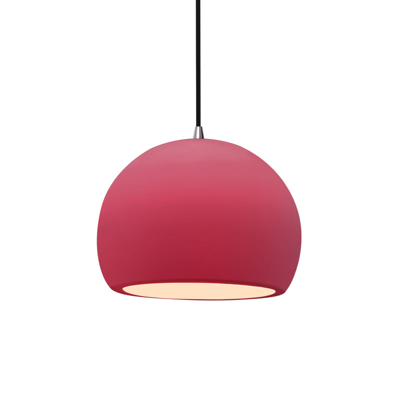 Luminaire suspendu à 1 lumière Aschwin, H 6 po x l 7 po x P 7 po, Cerise, Nickel brossé