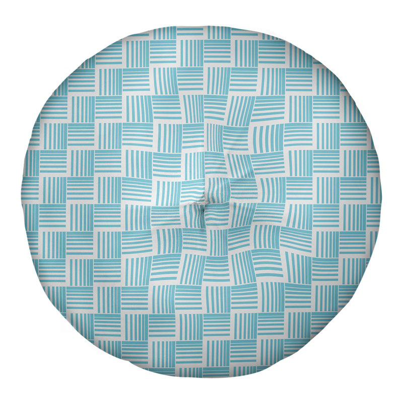 Coussin de sol classique à rayures Baskettressées, 30 po x 30 po, Bleu sarcelle/blanc