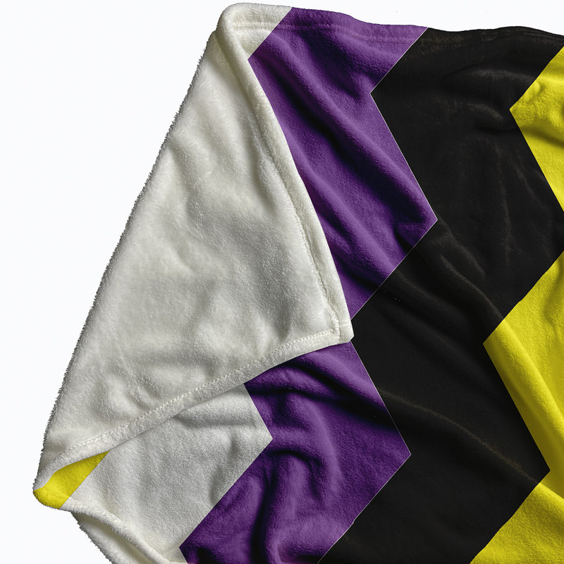 Plain Weave / Muslin Throw Blanket, Queen, Yellow/Purple/Black