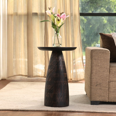 Mid-Century Farmhouse Cottagecore Round Wood Accent Drink Table