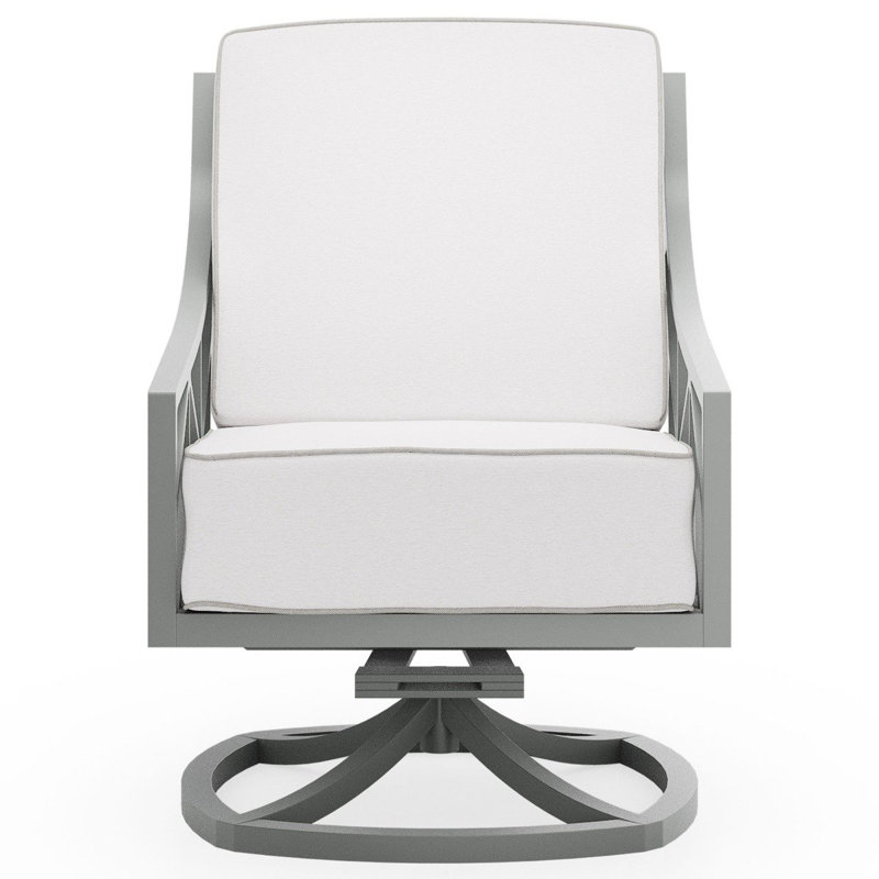 Swivel Lounge Chair, Spectrum Denim, Chestnut Brown